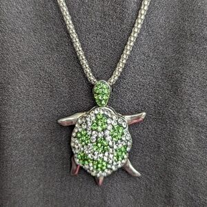 💚 Silver Turtle 925 China 1.5", necklace Chain 925 Italy 10" legs tail move